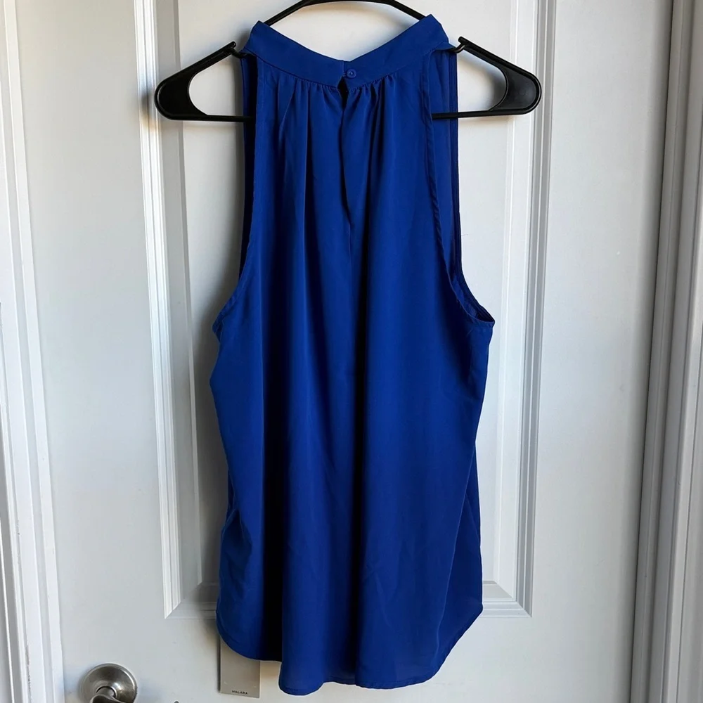HALARA Royal Blue Keyhole Back Halter Plicated, Size Large - Picture 6 of 6